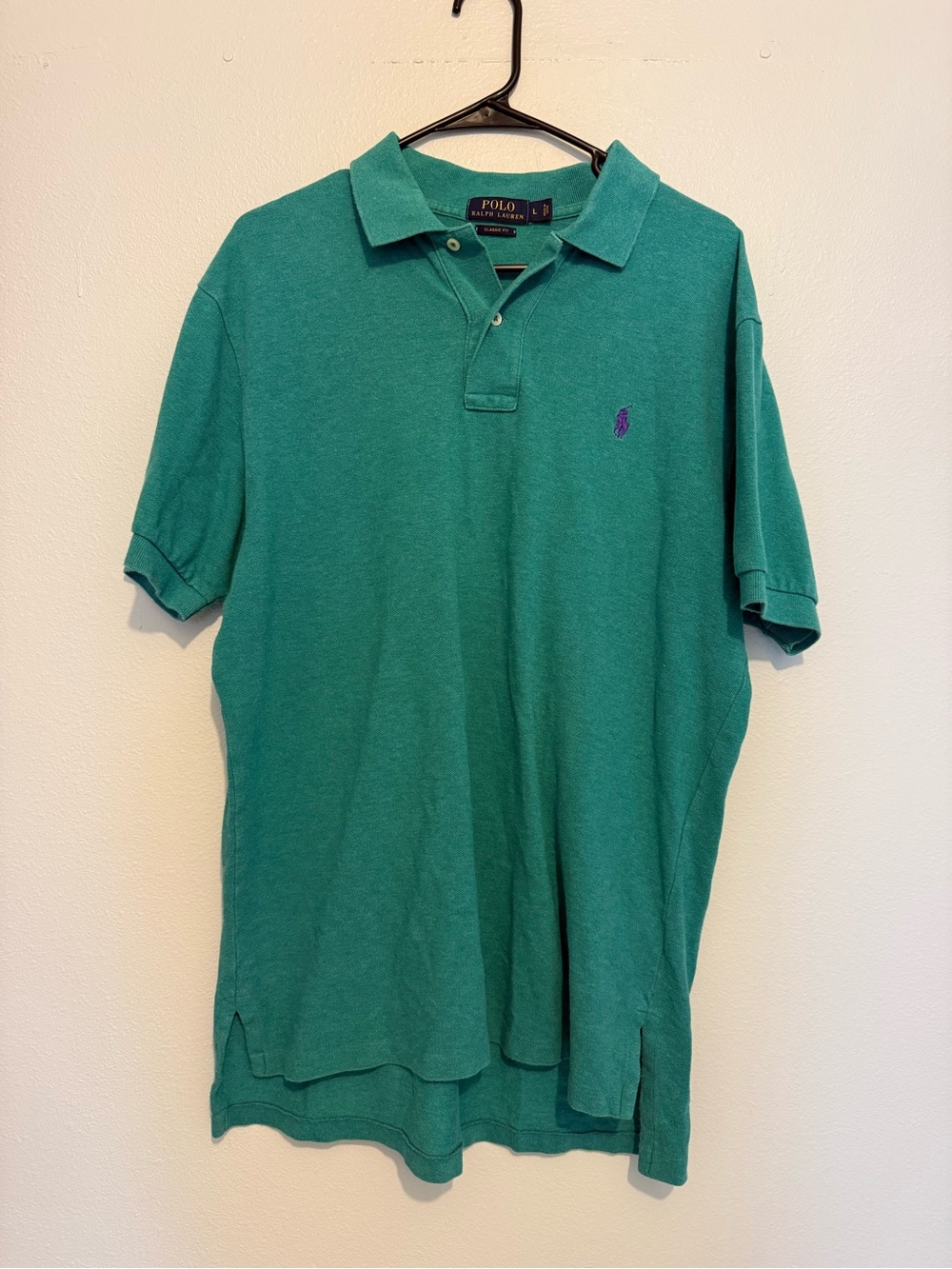 Ralph Lauren Teal Polo Shirt with Purple Pony